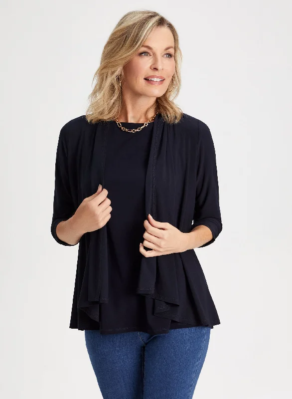 Asymmetric Open Front Cardigan