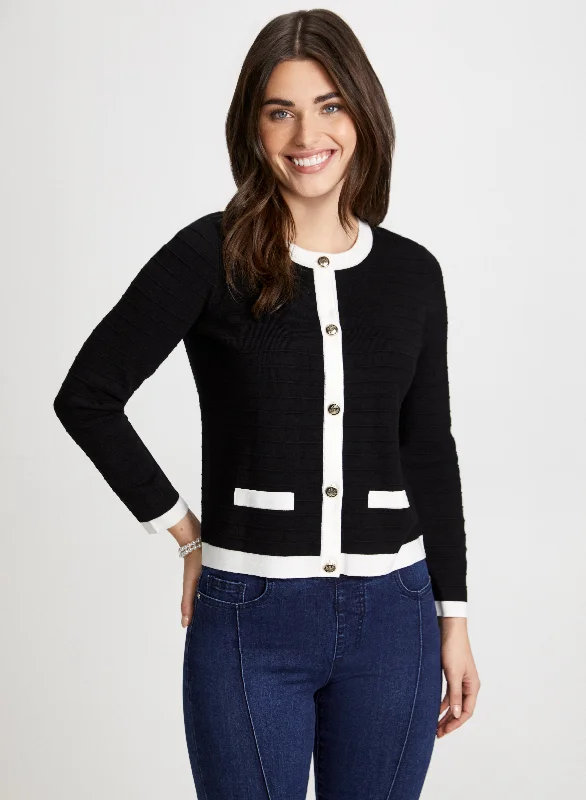 Contrast Trim Knit Cardigan