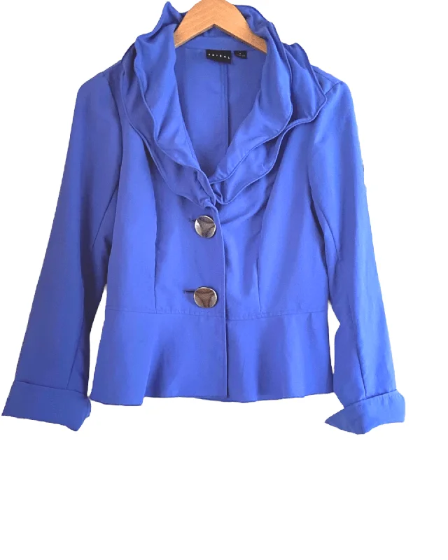 Cool Summer Periwinkle Ruffle Collar Jacket