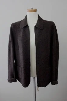 Cool Winter Brown Knit Zippered Jacket