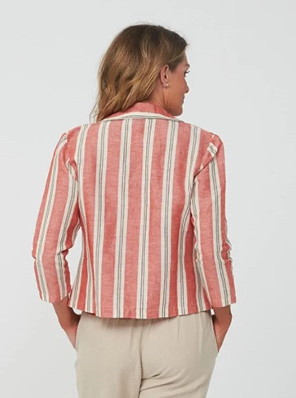 Woman Linen Jacket Stripes Jacket EBONY Jacket | Red Stripe