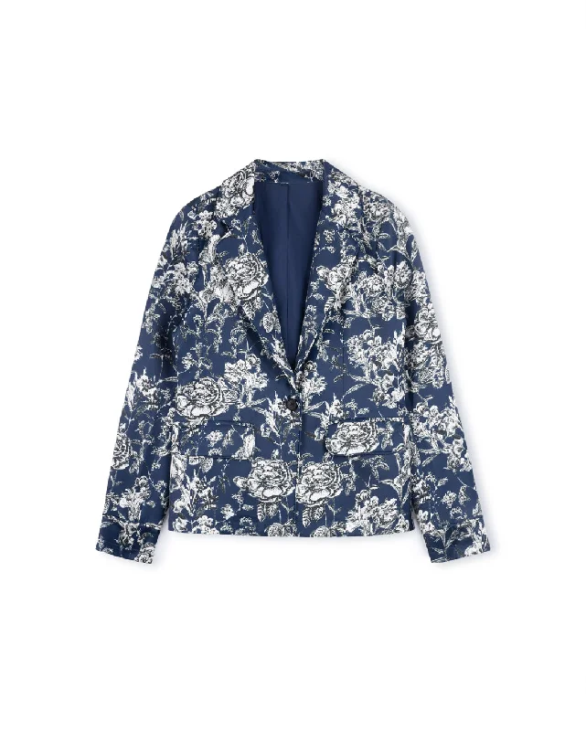 Flower Printed Silk Blazer