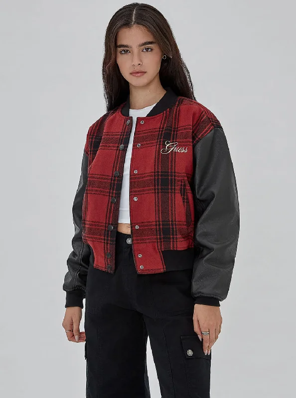 Guess Originals Plaid Varsity Bomber Jacket