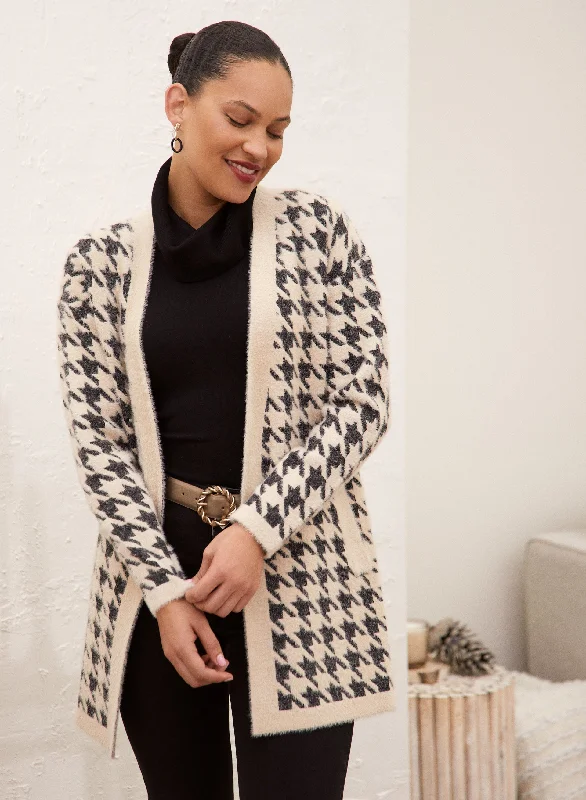 Houndstooth Tunic Cardigan