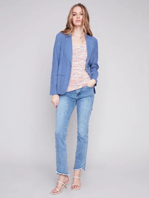 Light Linen Blend Blazer - Denim