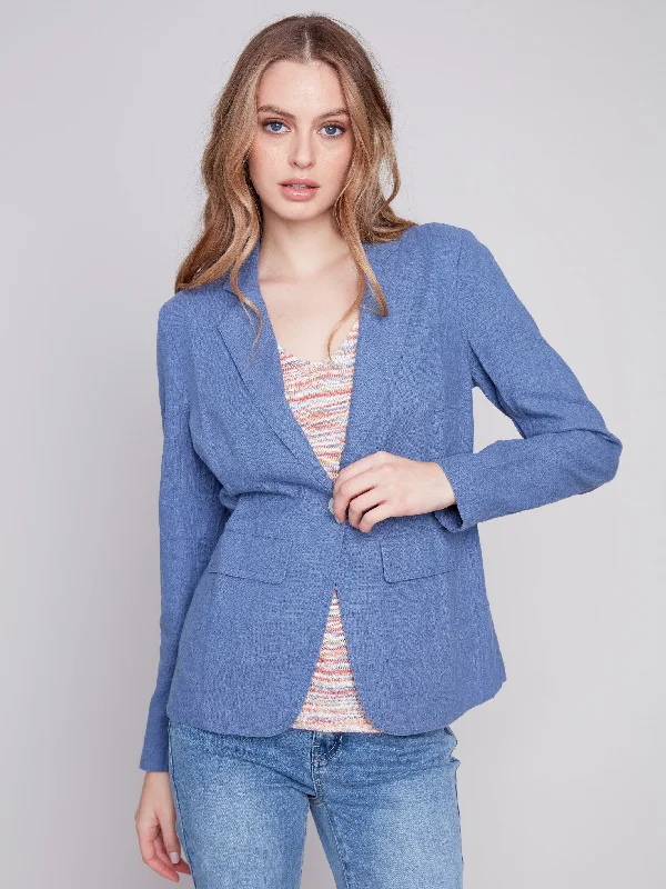 Light Linen Blend Blazer - Denim