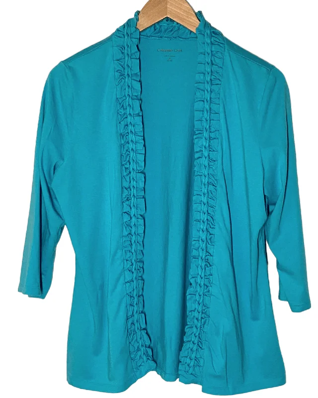 Light Summer Teal Open-front Cardigan