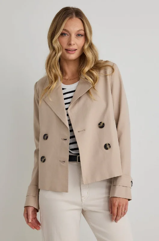 Pathway Taupe Cropped Trench Coat