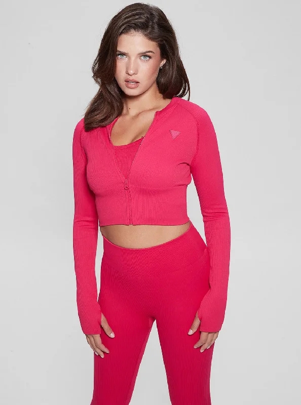 Pink Rib Seamless Active Crop Top