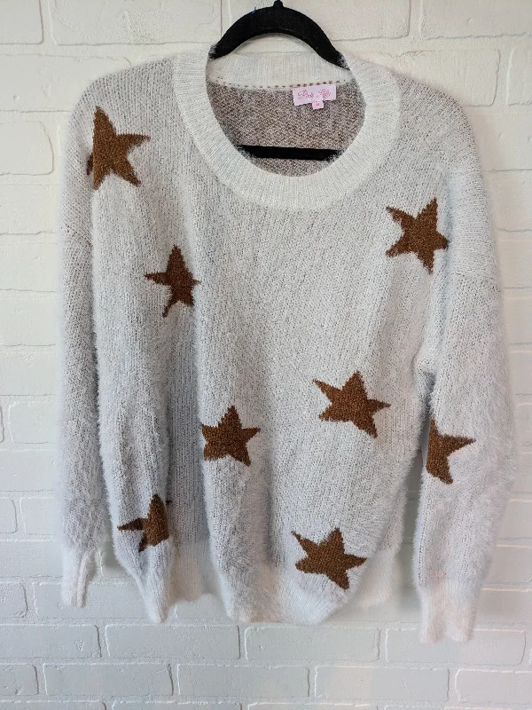 Sweater By Pink Lily In Brown & White, Size: M