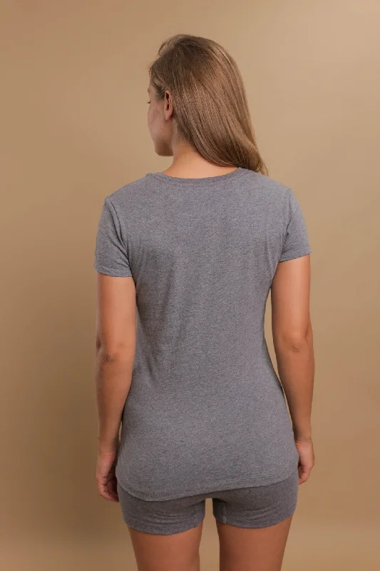 Women's Round Neck Cap Sleeve Shirt