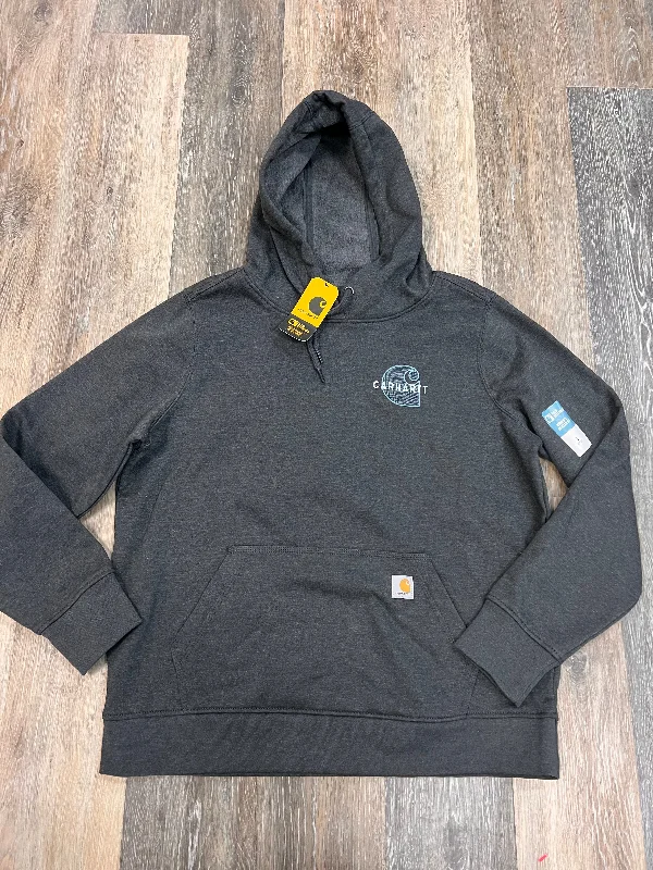 Athletic Sweatshirt Hoodie By Carhartt In Grey, Size: L