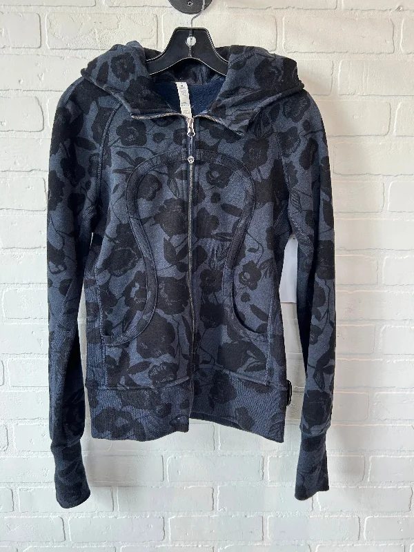 Athletic Sweatshirt Hoodie By Lululemon In Black & Blue, Size: S