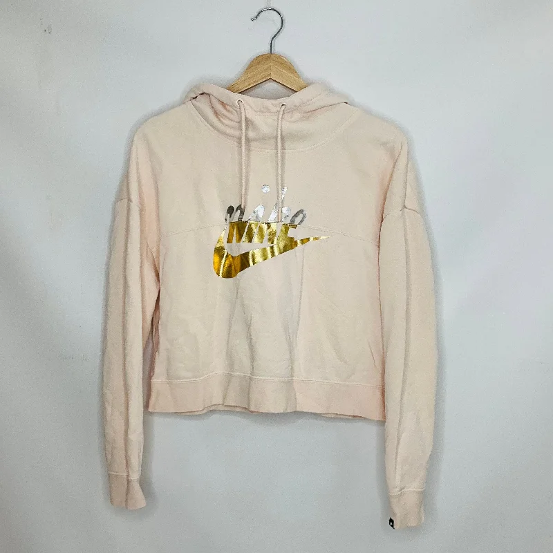 Athletic Sweatshirt Hoodie By Nike Apparel In Gold & Pink, Size: M