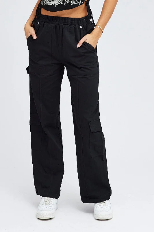 Black Cargo Pants Wide Leg