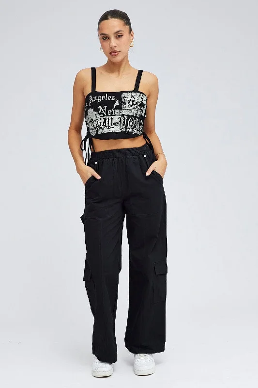 Black Cargo Pants Wide Leg