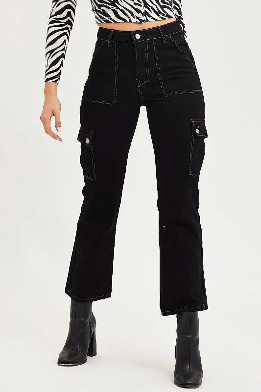 Black Carpenter Denim Jeans High Rise