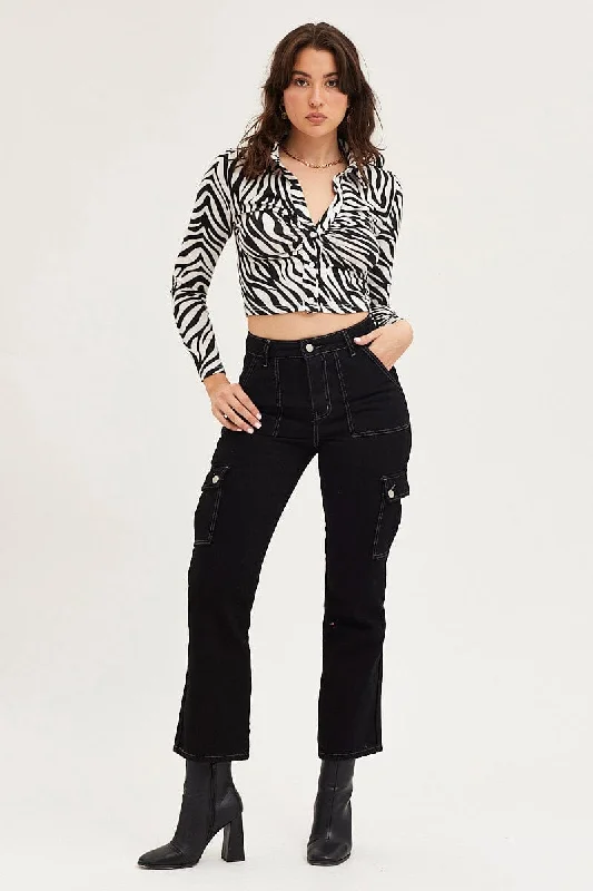 Black Carpenter Denim Jeans High Rise