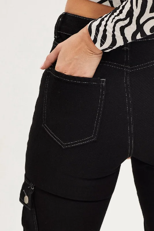 Black Carpenter Denim Jeans High Rise