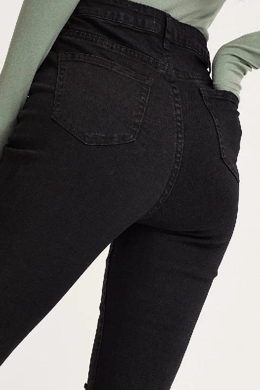 Black Skinny Denim Jeans High Rise