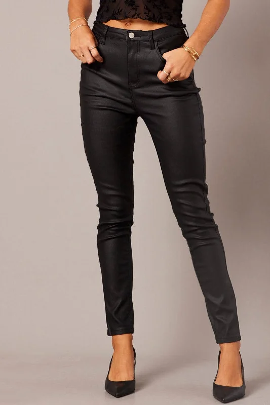 Black Skinny Jean Wet Look