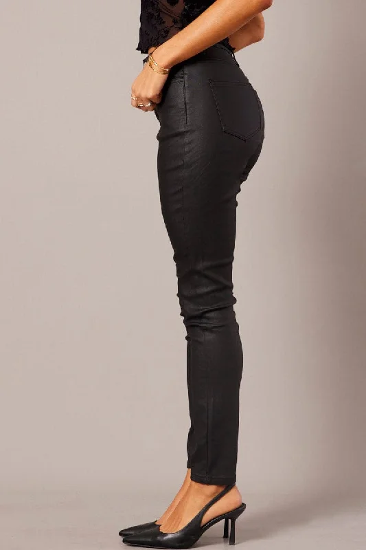 Black Skinny Jean Wet Look