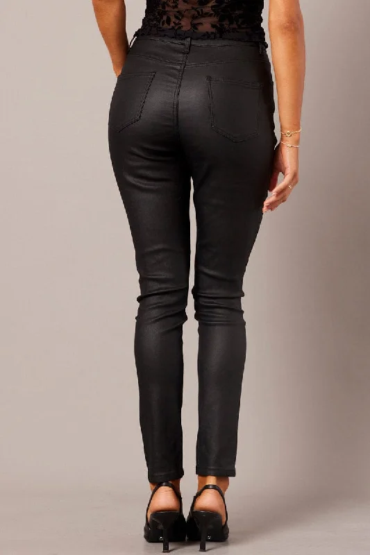 Black Skinny Jean Wet Look