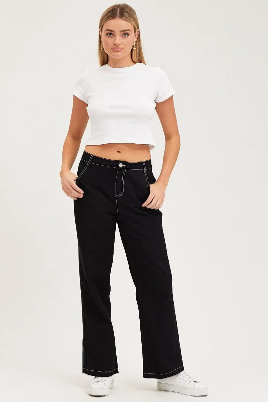 Black Wide Leg Pants High Rise