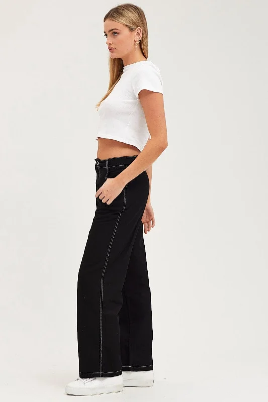 Black Wide Leg Pants High Rise