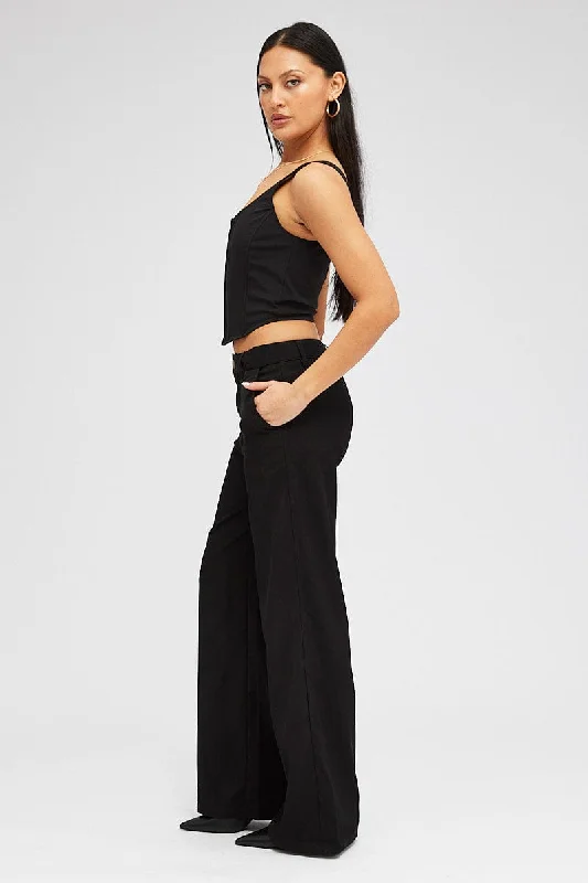 Black Wide Leg Pants High Rise