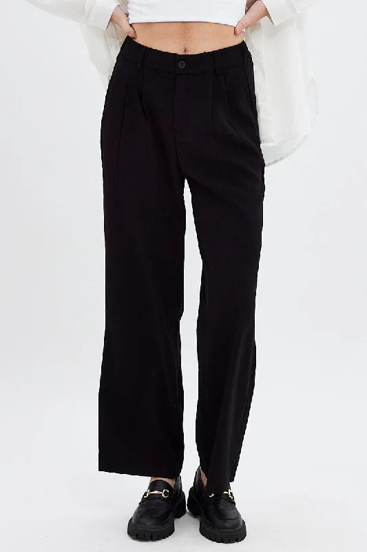 Black Wide Leg Pants High Rise