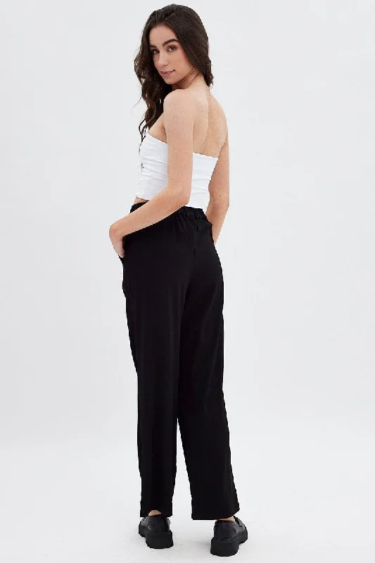 Black Wide Leg Pants High Rise