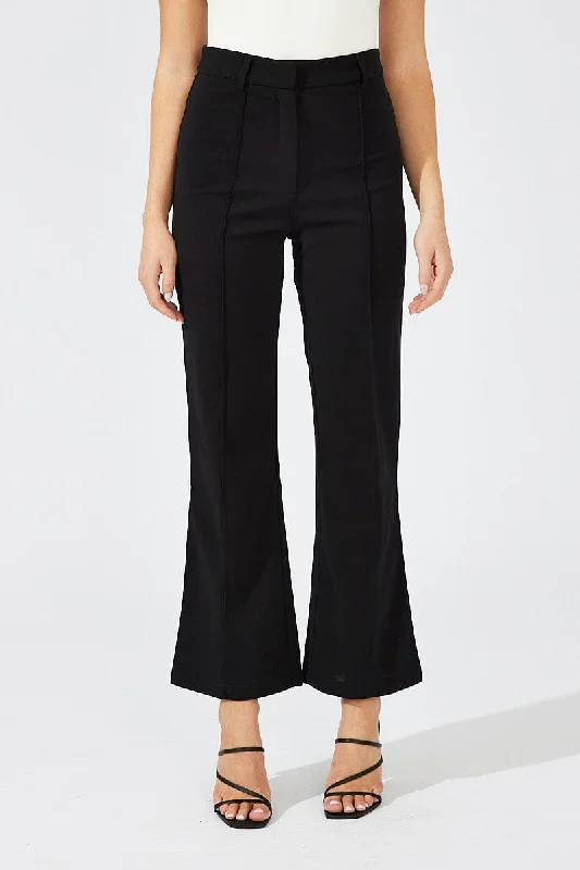 Black Wide Leg Pants High Rise Workwear