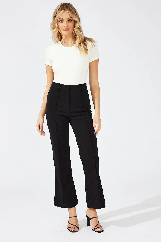 Black Wide Leg Pants High Rise Workwear