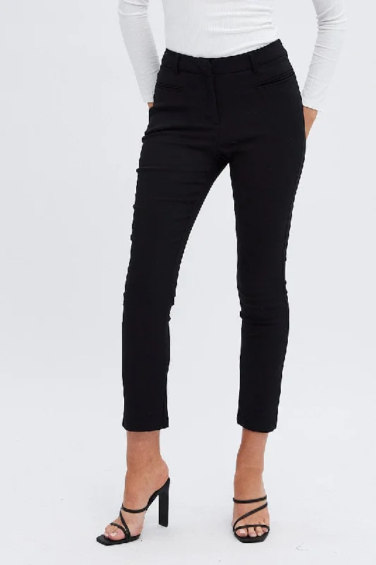 Black Work Pants Straight Fit