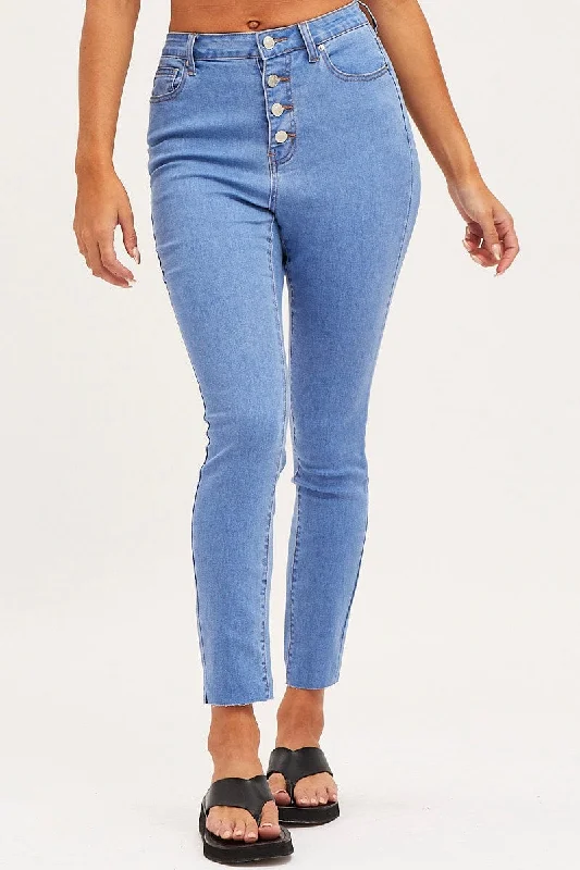 Blue Skinny Denim Jeans High Rise