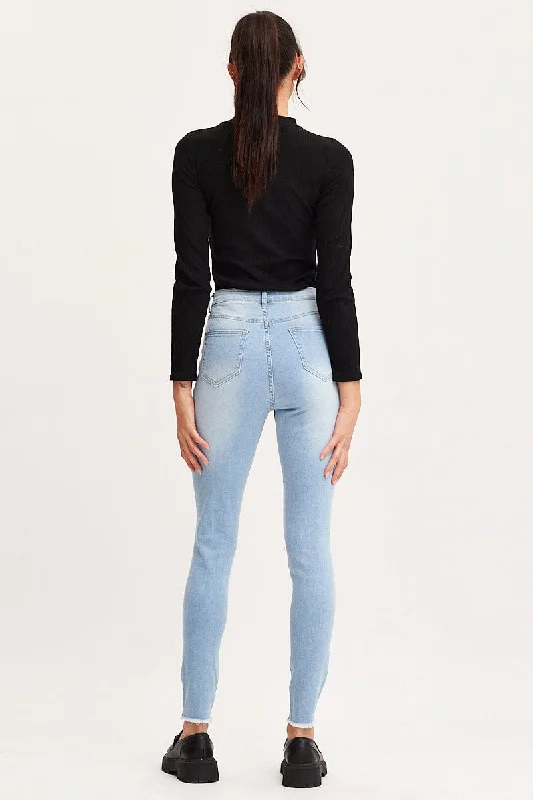 Blue Skinny Denim Jeans High Rise