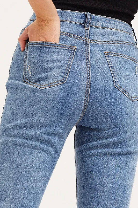 Blue Skinny Denim Jeans High Rise