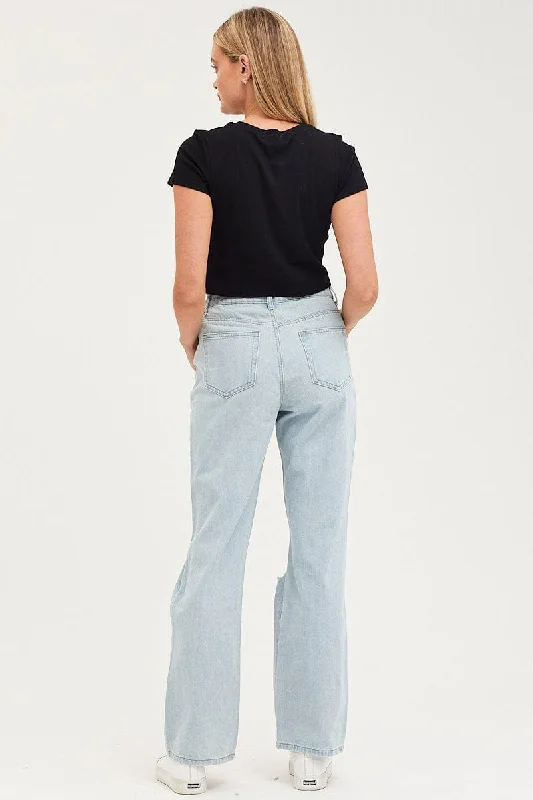 Blue Straight Denim Jeans Mid Rise