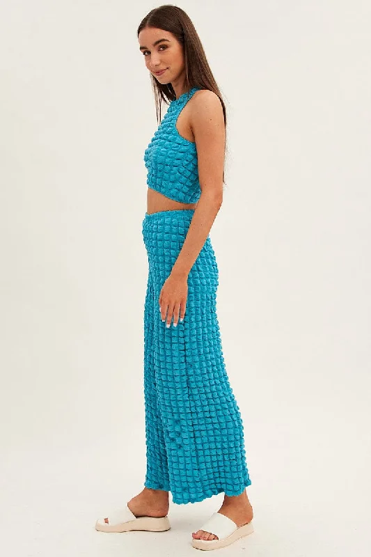 Blue Wide Leg Pants