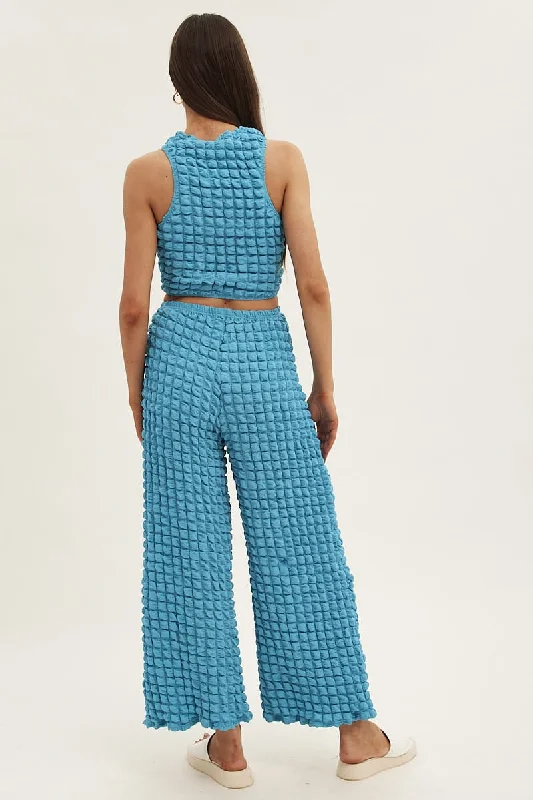 Blue Wide Leg Pants