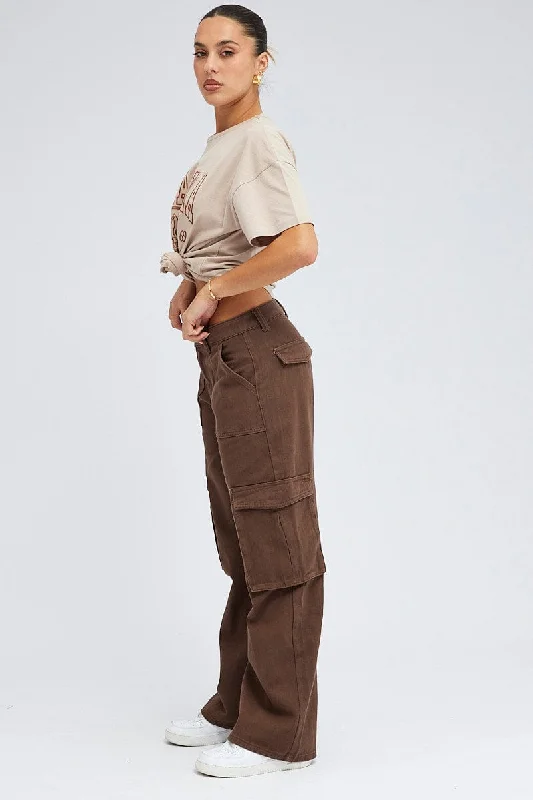 Brown Cargo Jean Multi Pocket