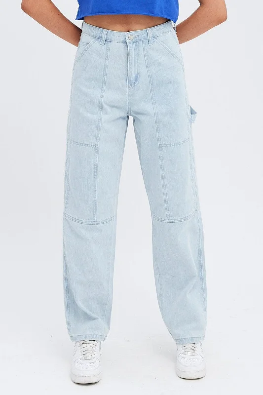 Denim Cargo Denim Jeans High Rise