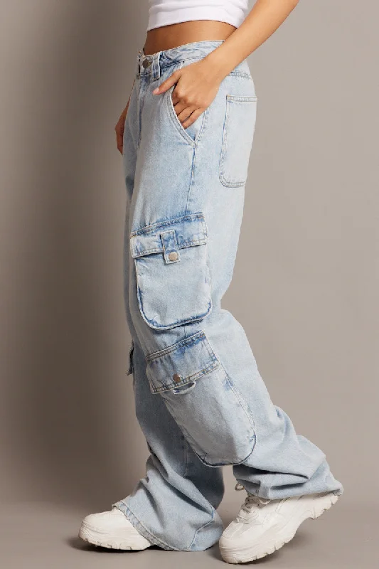 Denim Cargo Jean Mid Rise