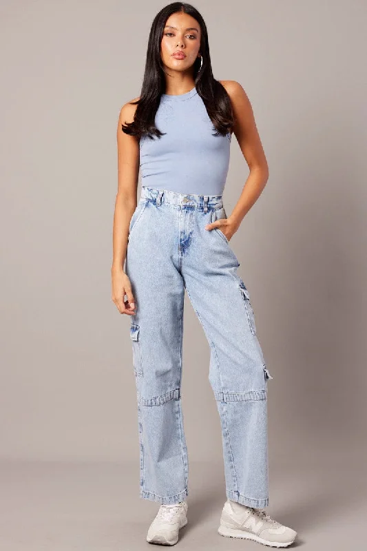 Denim Cargo Jean Wide Leg