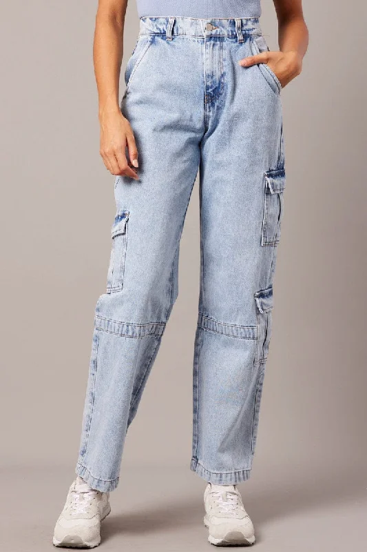 Denim Cargo Jean Wide Leg