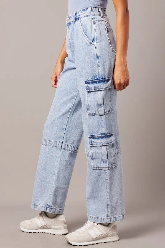 Denim Cargo Jean Wide Leg