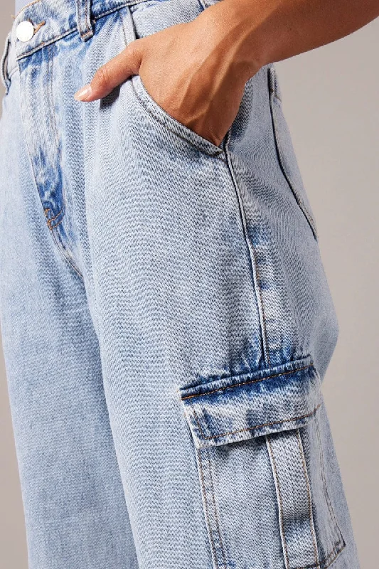 Denim Cargo Jean Wide Leg