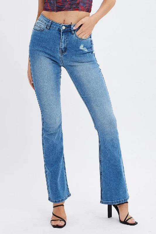 Denim Flare Jeans High Rise