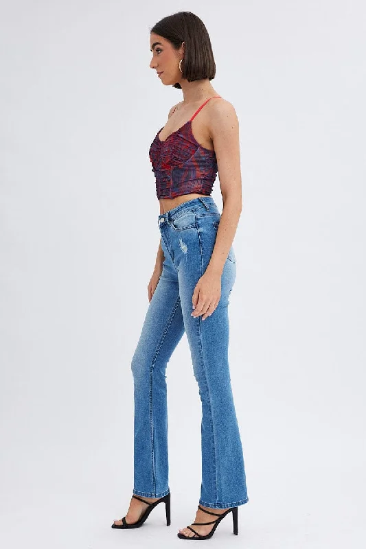 Denim Flare Jeans High Rise